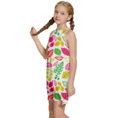 Kids  Halter Collar Waist Tie Chiffon Dress 