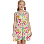 Leaves Pattern Seamless Texture Kids  Sleeveless Tiered Mini Dress