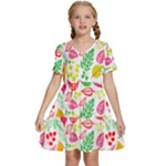 Leaves Pattern Seamless Texture Kids  Short Sleeve Tiered Mini Dress