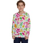 Leaves Pattern Seamless Texture Kids  Crewneck Sweatshirt