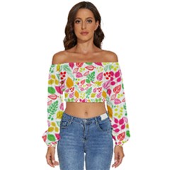 Long Sleeve Crinkled Weave Crop Top 