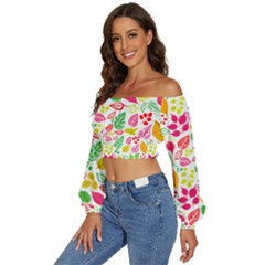 Long Sleeve Crinkled Weave Crop Top 