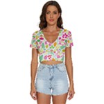 Leaves Pattern Seamless Texture V-Neck Crop Top