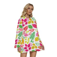 Round Neck Long Sleeve Bohemian Style Chiffon Mini Dress 