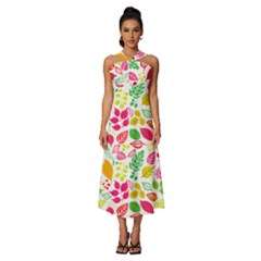 Sleeveless Cross Front Cocktail Midi Chiffon Dress 