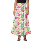 Leaves Pattern Seamless Texture Tiered Ruffle Maxi Skirt