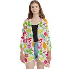 Open Front 3/4 Sleeve Batwing Chiffon Cardigan Kimono 