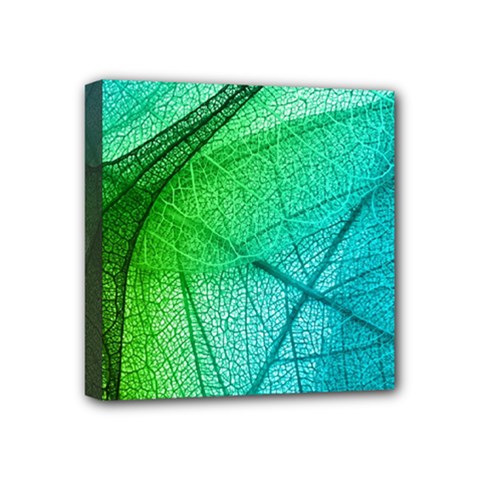 Texture Green Leaf Abstraction 3d Mini Canvas 4  x 4  (Stretched) from ArtsNow.com