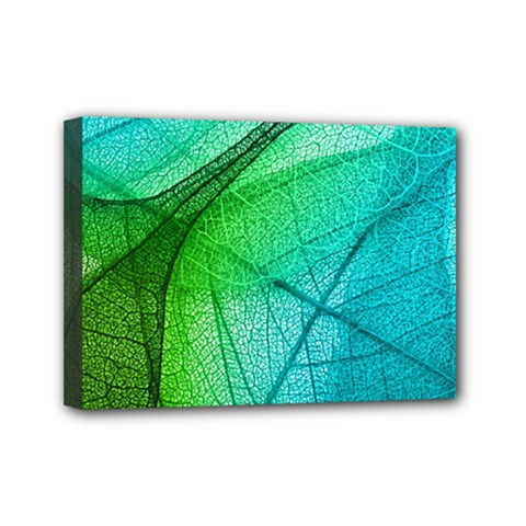 Texture Green Leaf Abstraction 3d Mini Canvas 7  x 5  (Stretched) from ArtsNow.com