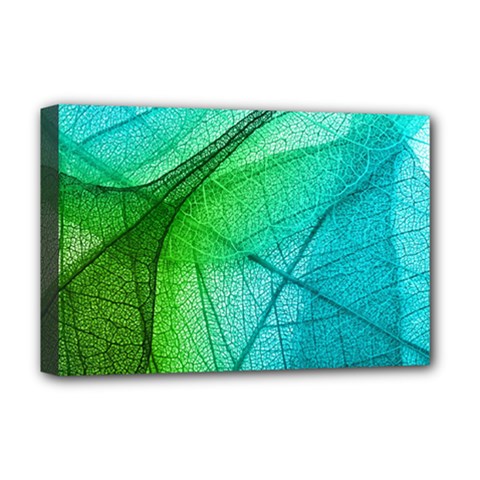 Texture Green Leaf Abstraction 3d Deluxe Canvas 18  x 12  (Stretched) from ArtsNow.com