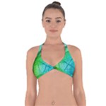 Texture Green Leaf Abstraction 3d Halter Neck Bikini Top