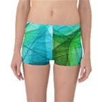 Texture Green Leaf Abstraction 3d Reversible Boyleg Bikini Bottoms