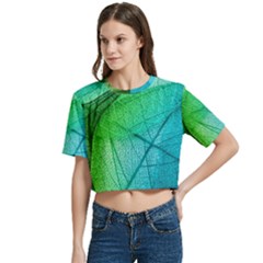 Women s Round Neck Short Sleeve Crop Top 