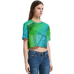 Women s Round Neck Short Sleeve Crop Top 