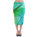 Texture Green Leaf Abstraction 3d Midi Pencil Skirt