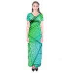 Texture Green Leaf Abstraction 3d Short Sleeve Maxi Dress