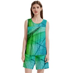 Texture Green Leaf Abstraction 3d Sleeveless Cozy Lounge Set  from ArtsNow.com