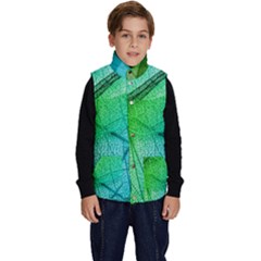 Texture Green Leaf Abstraction 3d Kid s Button Up Puffer Vest from ArtsNow.com