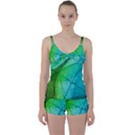 Texture Green Leaf Abstraction 3d Tie Front Two Piece Tankini