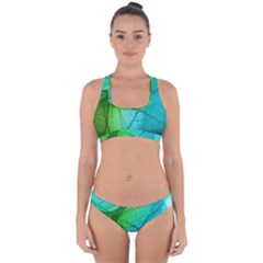 Texture Green Leaf Abstraction 3d Cross Back Hipster Bikini Set from ArtsNow.com