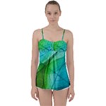 Texture Green Leaf Abstraction 3d Babydoll Tankini Top