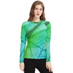 Texture Green Leaf Abstraction 3d Women s Long Sleeve Rash Guard