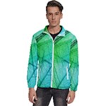 Texture Green Leaf Abstraction 3d Men s High Neck Windbreaker