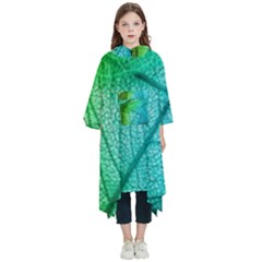 Texture Green Leaf Abstraction 3d Kids  Hooded Rain Ponchos from ArtsNow.com