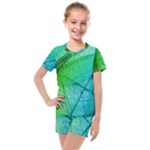 Texture Green Leaf Abstraction 3d Kids  Mesh T-Shirt and Shorts Set