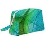 Texture Green Leaf Abstraction 3d Wristlet Pouch Bag (Large)