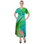 Texture Green Leaf Abstraction 3d Front Wrap High Low Dress