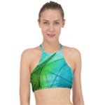 Texture Green Leaf Abstraction 3d Halter Bikini Top