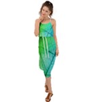 Texture Green Leaf Abstraction 3d Waist Tie Cover Up Chiffon Dress