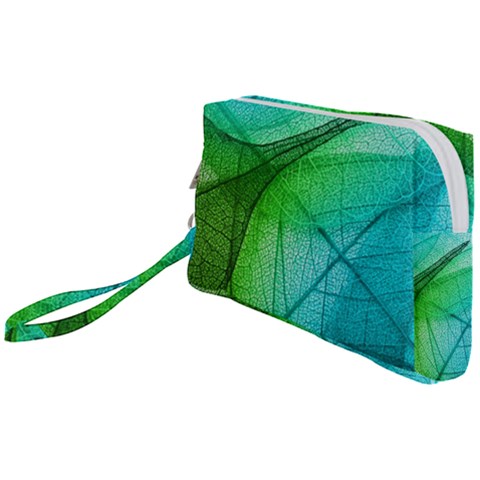 Texture Green Leaf Abstraction 3d Wristlet Pouch Bag (Small) from ArtsNow.com