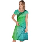 Texture Green Leaf Abstraction 3d Classic Short Sleeve Dress