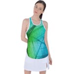 Texture Green Leaf Abstraction 3d Racer Back Mesh Tank Top