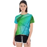 Texture Green Leaf Abstraction 3d Open Back Sport T-Shirt