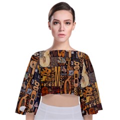 Tie Back Butterfly Sleeve Chiffon Top 