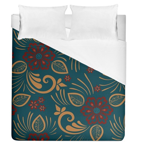 Flowers Floral Retro Flower Texture Duvet Cover (Queen Size) from ArtsNow.com