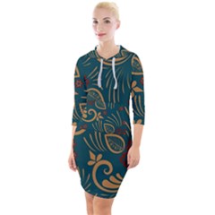 Quarter Sleeve Hood Bodycon Dress 