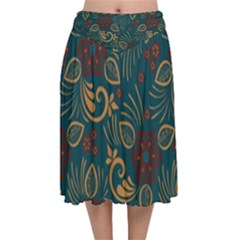 Velvet Flared Midi Skirt 