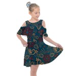 Flowers Floral Retro Flower Texture Kids  Shoulder Cutout Chiffon Dress