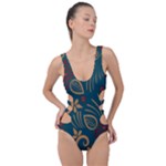 Flowers Floral Retro Flower Texture Side Cut Out Swimsuit