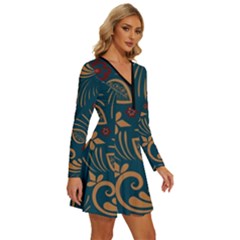 Long Sleeve Deep V Mini Dress  