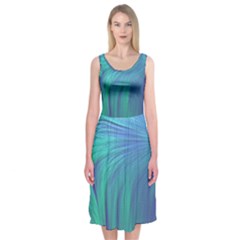 Psicodelia Zyguratti Texture Cyanturquoise Midi Sleeveless Dress from ArtsNow.com