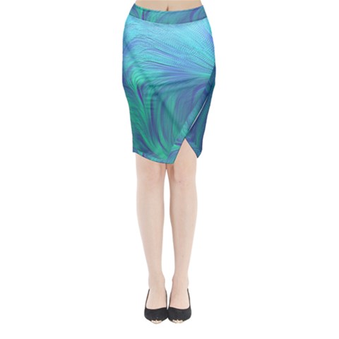 Psicodelia Zyguratti Texture Cyanturquoise Midi Wrap Pencil Skirt from ArtsNow.com