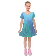 Psicodelia Zyguratti Texture Cyanturquoise Kids  Short Sleeve Velvet Dress from ArtsNow.com