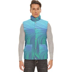 Psicodelia Zyguratti Texture Cyanturquoise Men s High Neck Button Up Puffer Vest from ArtsNow.com