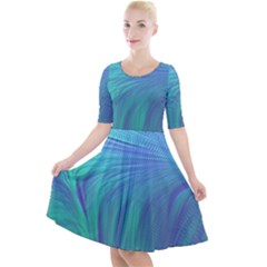 Quarter Sleeve A-Line Dress With Pockets 