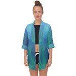 Psicodelia Zyguratti Texture Cyanturquoise Open Front Chiffon Kimono